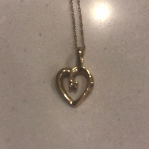 Diamond gold heart necklace pendant and chain